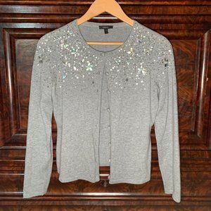 Escada 100% Cashmere Mother of Pearl sequined cardigan/sweater